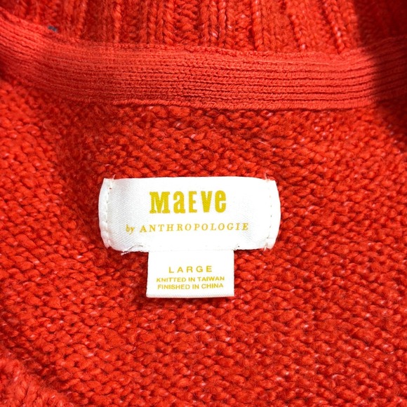 Maeve by Anthropologie Orange Knit Sweater Puff Sleeve‎ Pullover Women L Classic - Picture 6 of 11